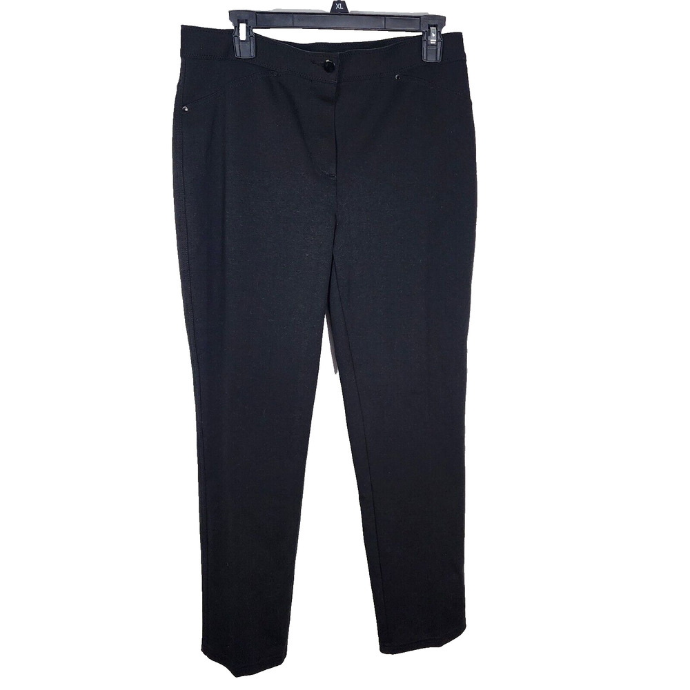 Chico's Pants Womens Size 1 Short Medium 8 Black Premiere Ponte Faux Pocket